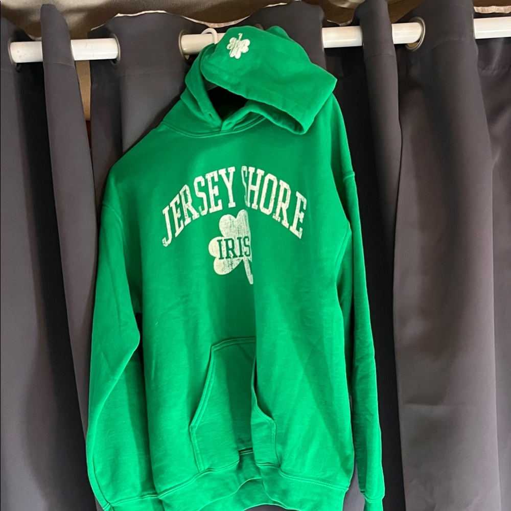 Green Jersey Shore Hoodie with Shamrock